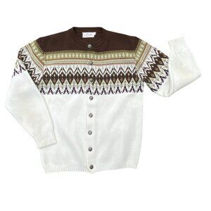 Vintage Jersild Fair Isle Button Cardigan Kurt Cobain Grunge Grandpa 60s-L